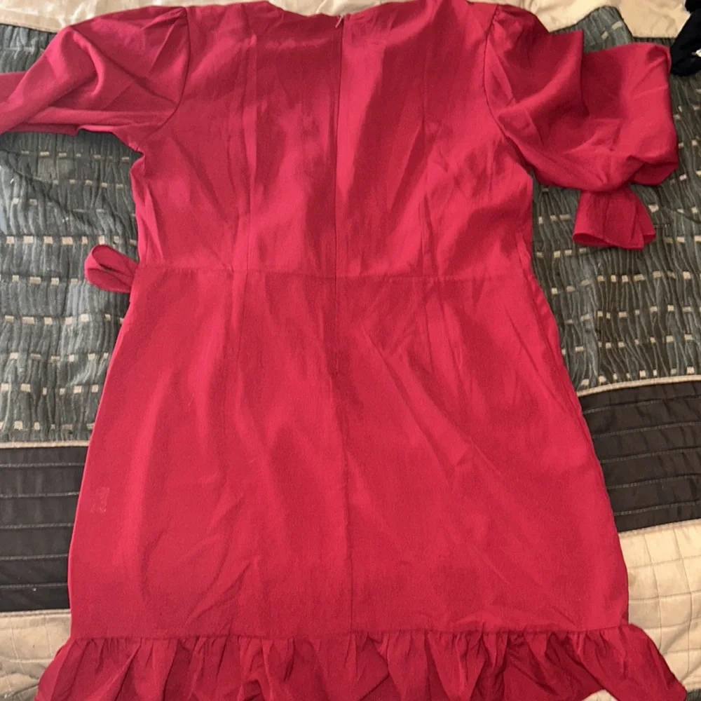 Red Ruffle Wrap Dress - Picture 5 of 6